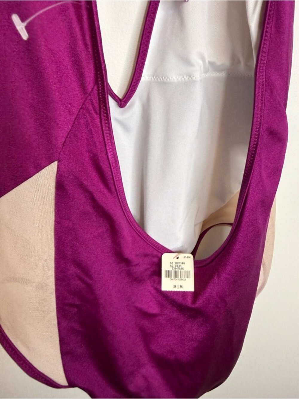 PINK Victoria's Secret Magenta Halter One-Piece Swimsuit with Cream Insets NWT - Picture 4 of 7